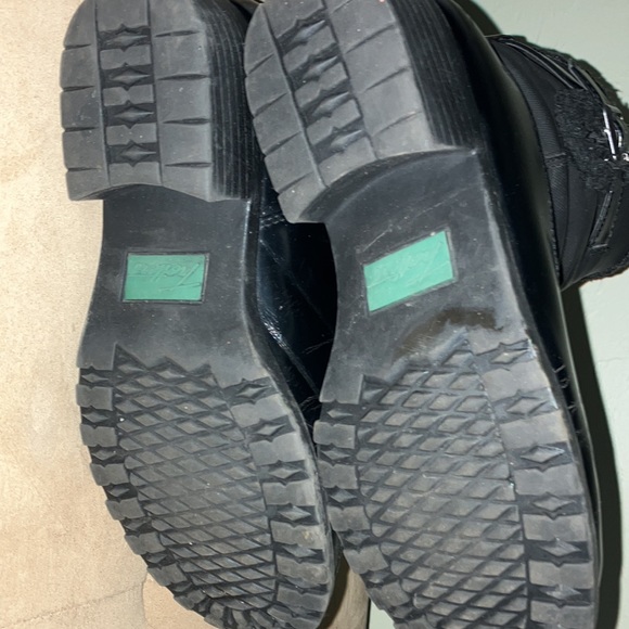 Black leather uppers faux fur winter / rain boots - Picture 4 of 5